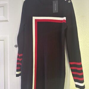 Tommy Hilfiger red white and blue knitted dress with long sleeves size S